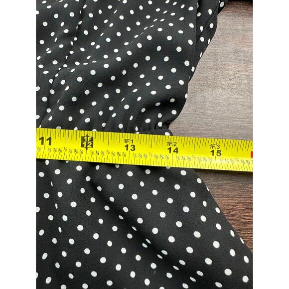 Forever 21 Mini Dress Size M Polka Dot Longsleeve Fit n Flare Open Back Black - Picture 13 of 16